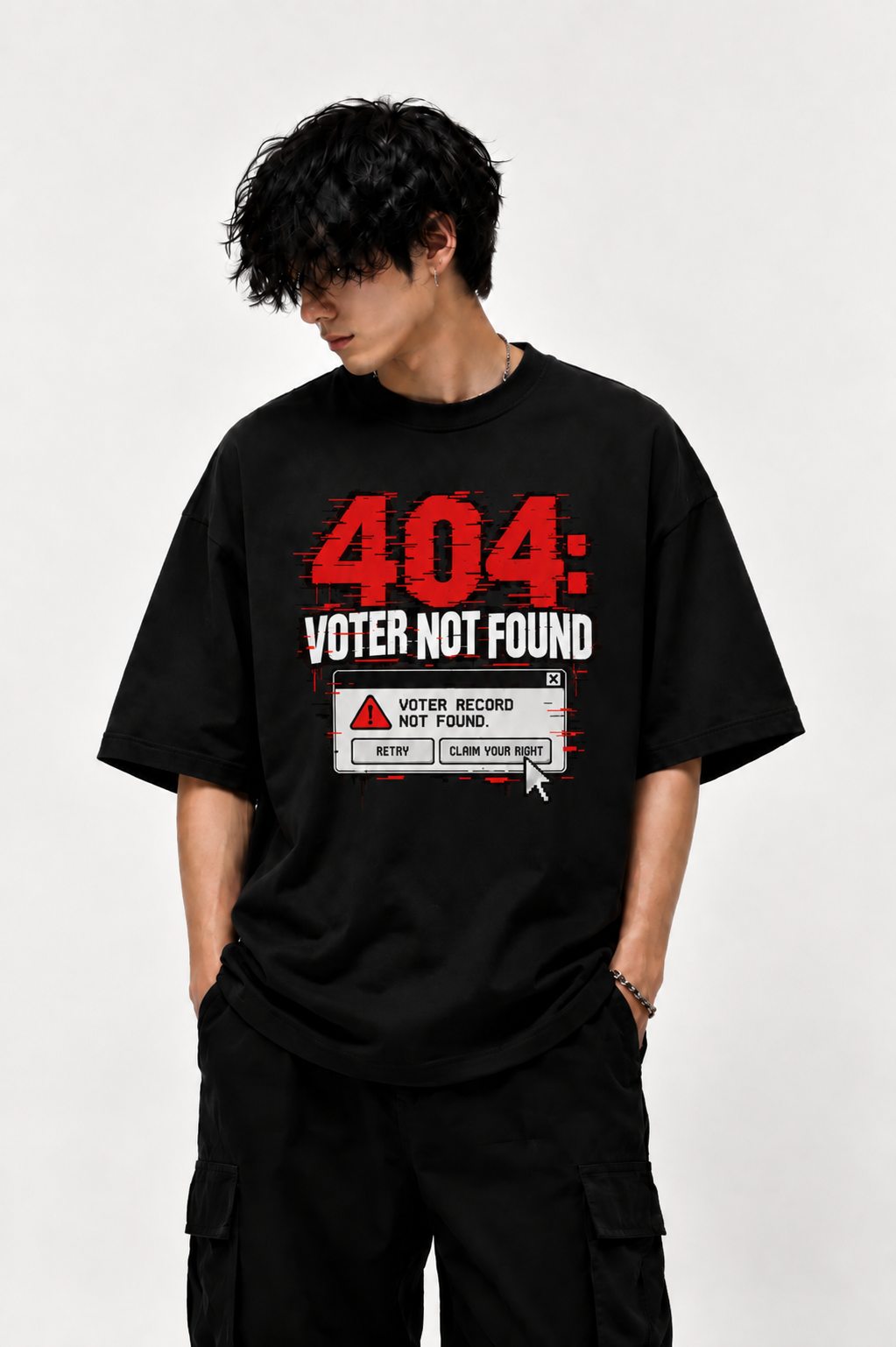 404: VOTER NOT FOUND — Oversized Graphic Tee